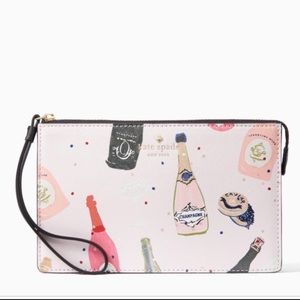 Kate Spade champagne print Leila wristlet NWT